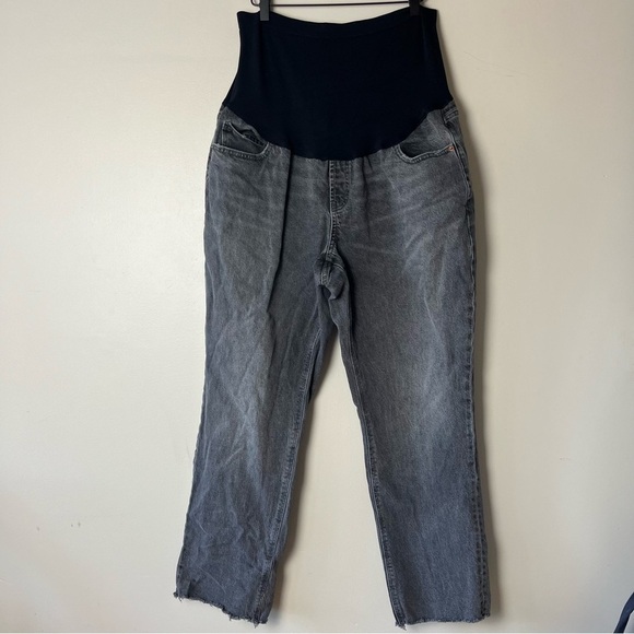 Old Navy Maternity Full Panel Slouchy Straight Distressed Gray Jeans 16 - Picture 1 of 11